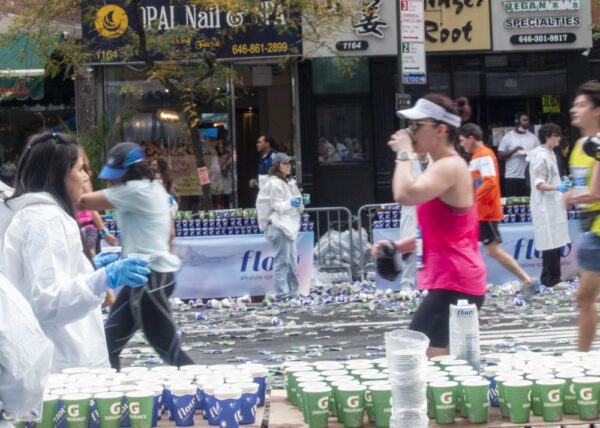 Fiona Harper travel writer runs the New York Marathon in Central Park, USA
